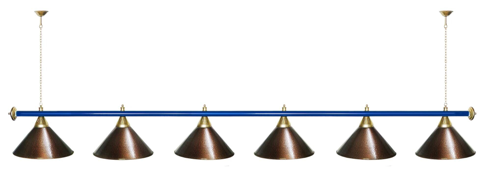 Лампа STARTBILLIARDS 6 пл. (плафоны зеленые,штанга золотая,фурнитура золото)