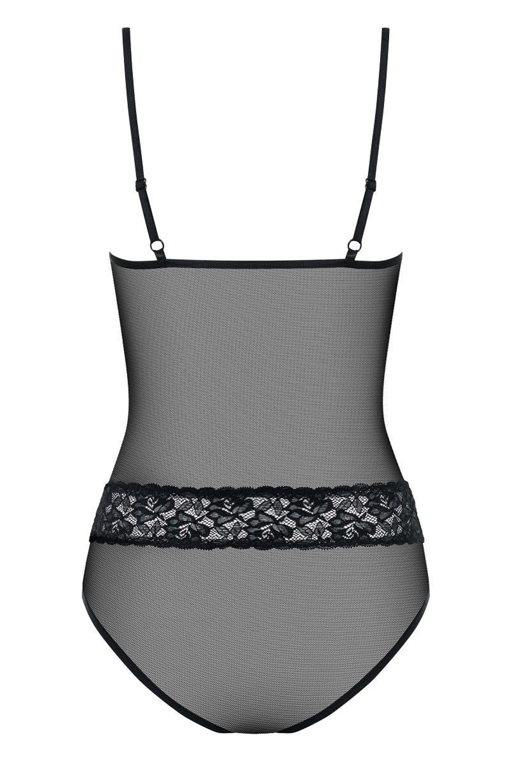 Прозрачное боди с бусинками на декольте (Размер: S-M) (Цвет: черный)