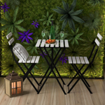 Комплект садовой мебели Тэрно из массива березы с нержавеющим стальным каркасом, складной стол и 2 складных стула для улицы дачи кафе, белый