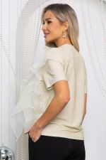 Блуза праздничная трикотажная Риана (бежевое золото) Б14619-5М LT Collection