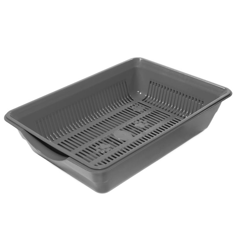 Туалет для кошек высокий Gamma с цветной сеткой "Лапки", серый, 350*250*90мм Туалет для кошек высокий Gamma с цветной сеткой "Лапки", серый, 350*250*90мм