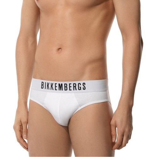 Мужские трусы брифы белые набор 2 в 1 Bikkembergs ELEGANCE BKK1USP10BI/2