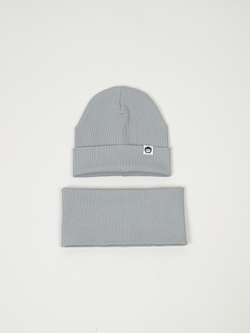 Комплект трикотажный шапка и снуд "Серый"