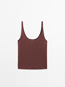 Massimo Dutti Трикотажный топ из 100% льна, бургундский