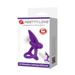 Фиолетовое эрекционное кольцо с 10 режимами вибрации и подхватом мошонки (Цвет: фиолетовый)