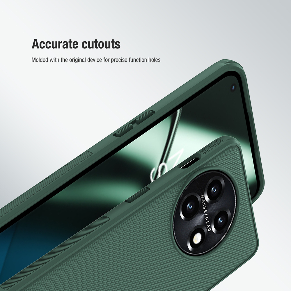 Чехол противоударный зеленого цвета от Nillkin для OnePlus Ace 2 и 11R, серия Super Frosted Shield Pro