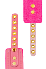 Розовый двуслойный кожаный ошейник с подкладкой из фетра (Цвет: розовый)