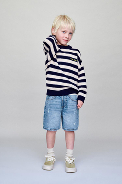 ZARA ДЖИНСОВЫЕ ШОРТЫ BAGGY С РАЗРЕЗАМИ, СИНИЙ