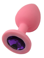 Маленькая нежно-розовая пробка с фиолетовым кристаллом (Цвет: розовый с фиолетовым)