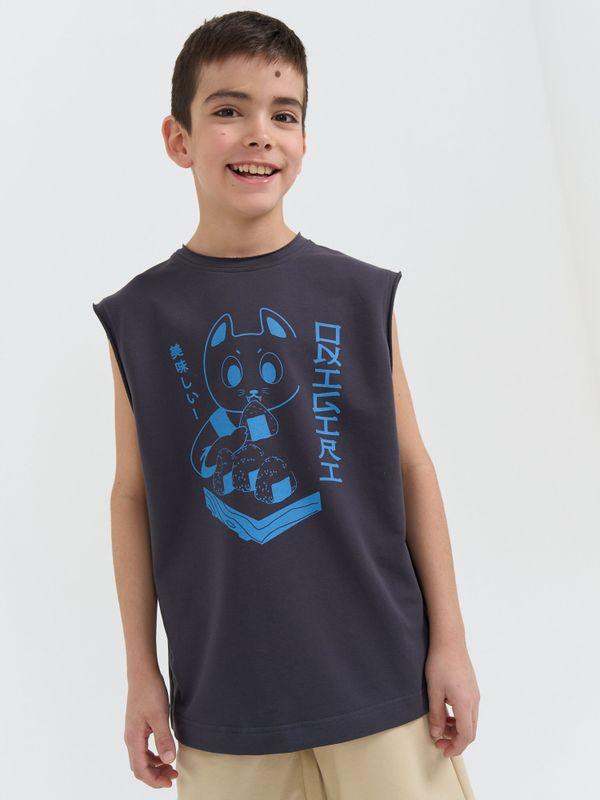 Футболка из футера без рукавов 