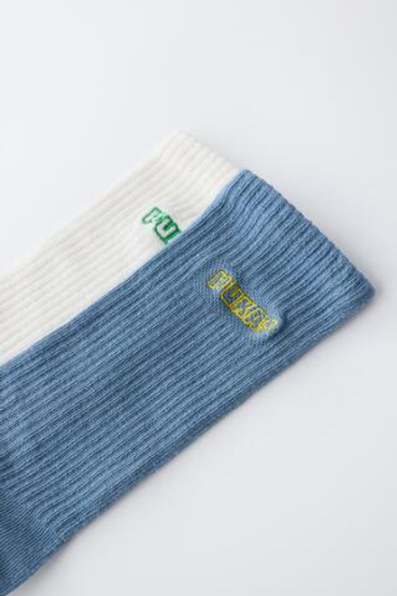 ZARA X PUKAS НАБОР ИЗ 2 ПАР ВЫСОКИХ НОСКОВ PUKAS SURF, СИНИЙ/БЕЛЫЙ