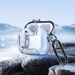 Усиленный прозрачный чехол для наушников AirPods Pro 2, Dux Ducis, серия PECR Series (встроенная подставка для смартфона)