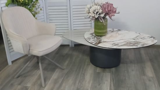 Стол кофейный NIKLAS TL-312 испанская керамика, стекло / МДФ окраш. /темно-серый МДФ каркас