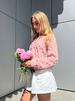 Кружевной бомбер Boho розовый