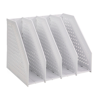 Лоток вертикальный DELI, 4 отделения, складной, серый