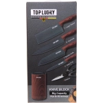 Набор ножей «SHEF» 6предметов (4ножа+ножницы+подставка), дерево