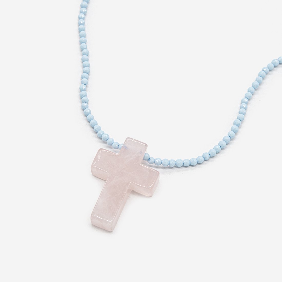 Крестик из натурального розового кварца, 25*18мм