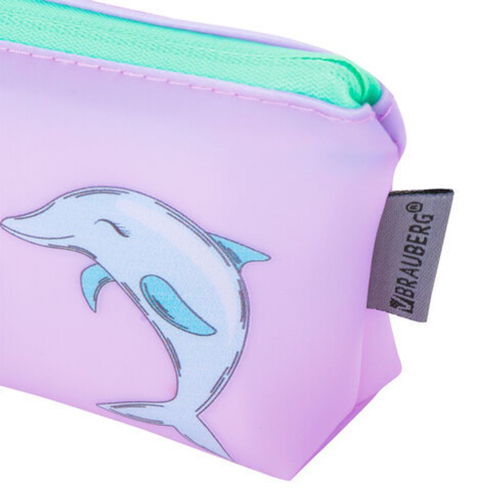 Пенал-косметичка BRAUBERG треугольный, мягкий, "Mermaid", 22х3х8 см, 229256