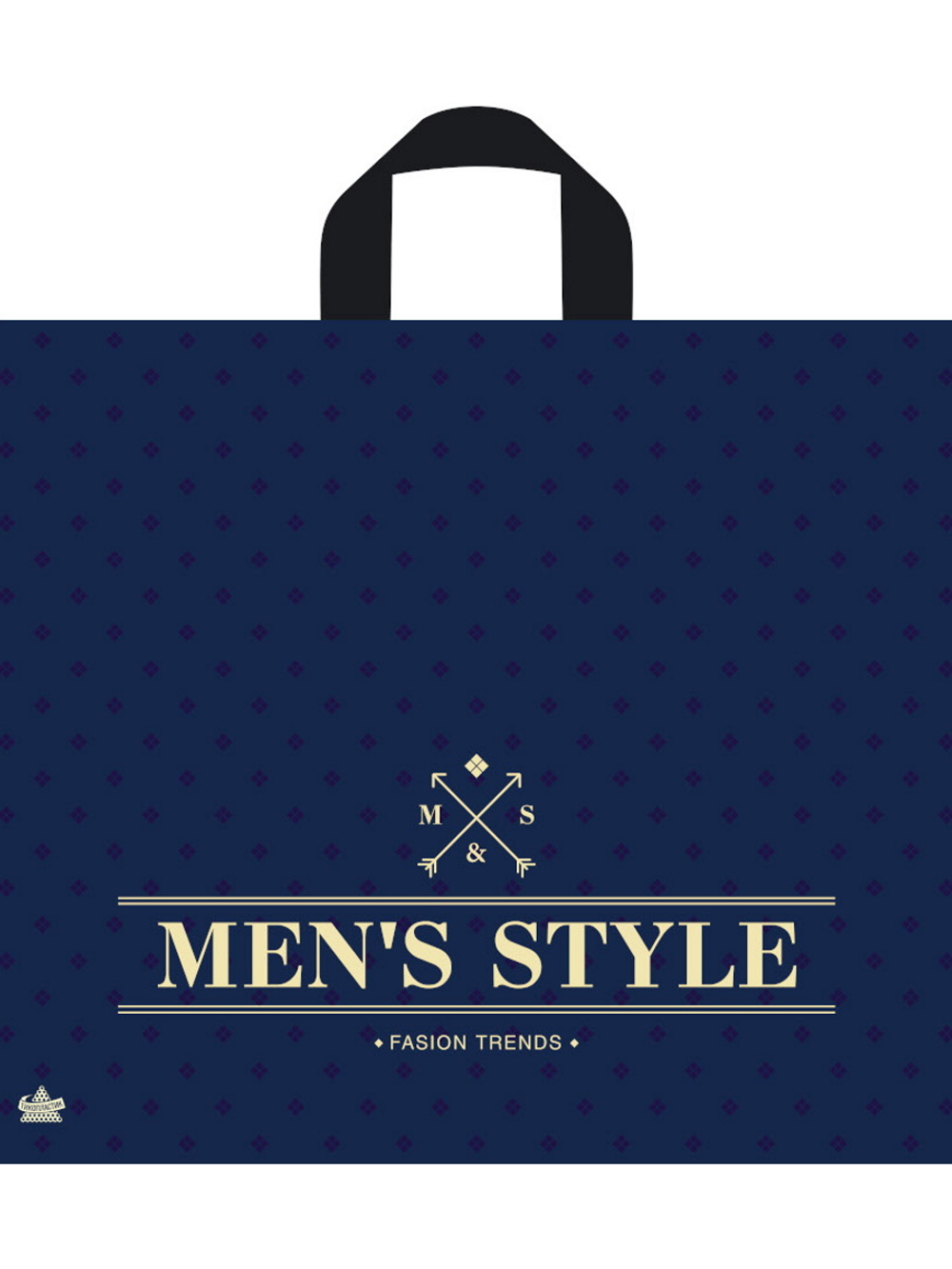 Пакет 34*40см (70мк) с петлевой ручкой "Менс стиль синий" Глянец ПВД