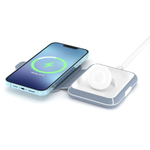 Складная зарядная станция MagSafe LYAMBDA Premium Effetto для iPhone и Apple Watch (LMS201) Беспроводная зарядка: Qi 15 Вт, магнитное крепление для зарядки Apple Watch (Qi 3 Вт). Проводная зарядка: нет. Сертификация MFi