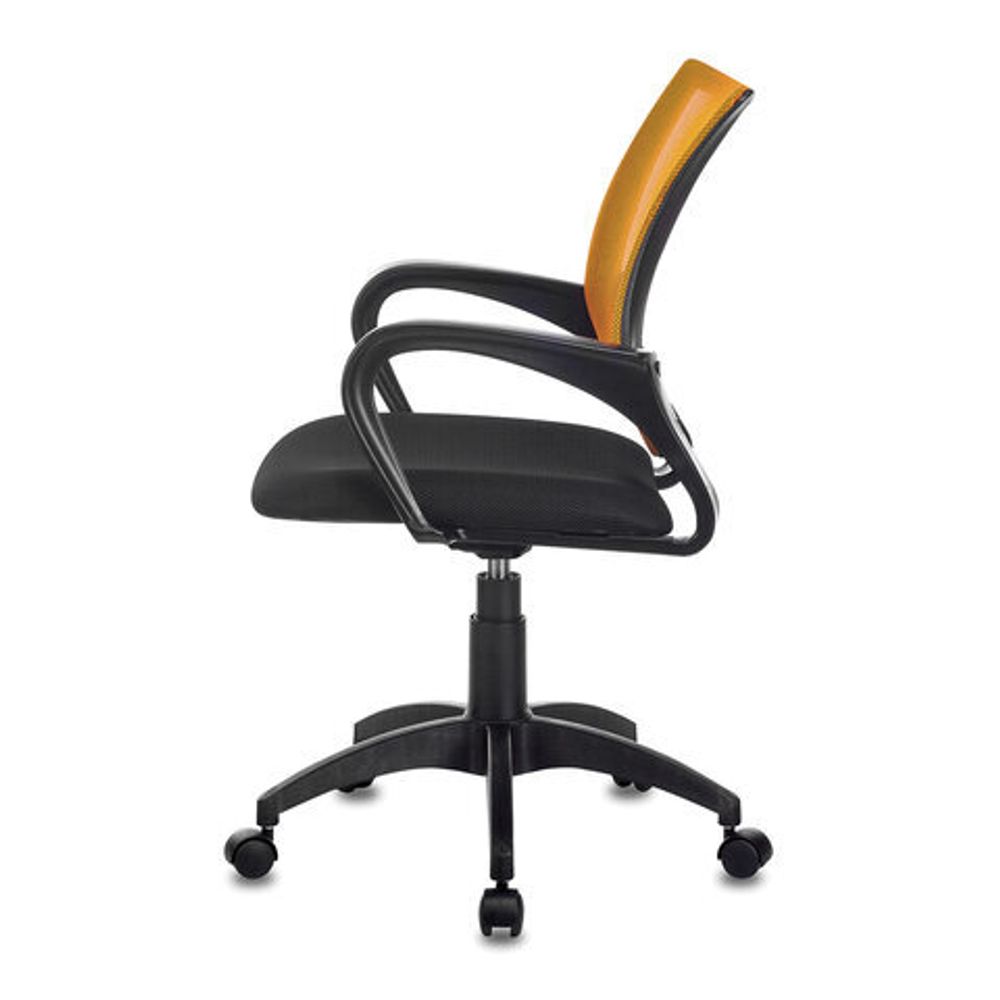 Кресло BRABIX "Fly MG-396", с подлокотниками, сетка, оранжевое/черное, 532084