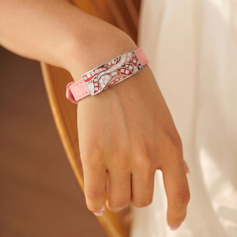 Браслет Fiore Luna на розовом кожаном ремешке CB03600-5 BR