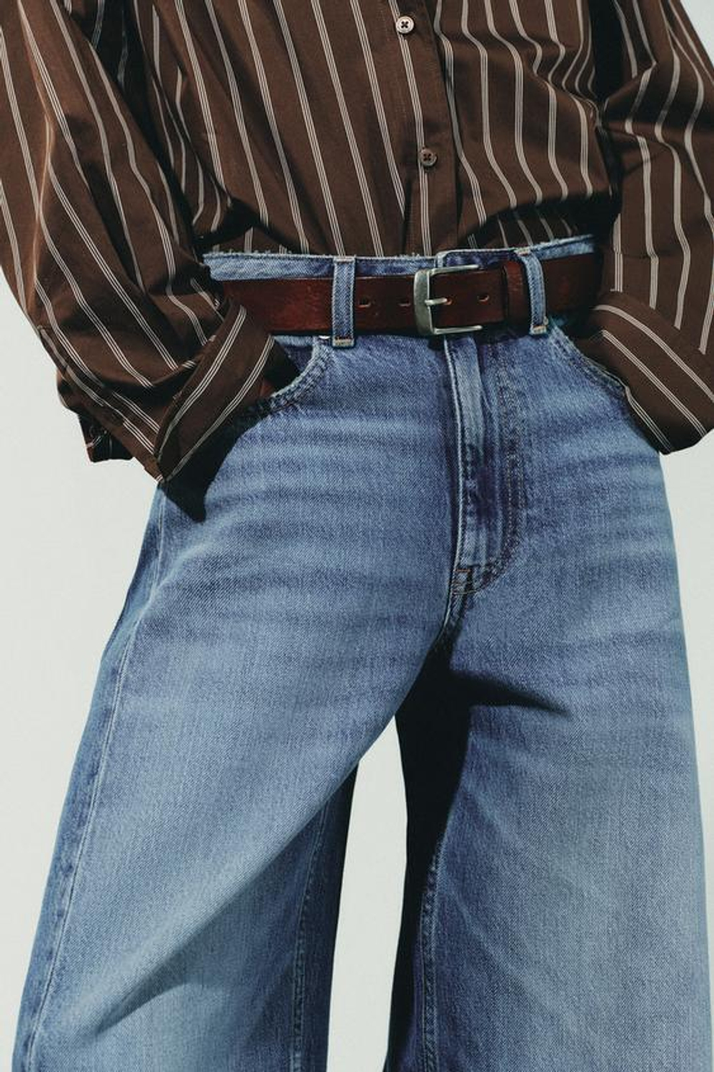 ZARA ДЖИНСЫ OVERSIZE TRF СО СРЕДНЕЙ ПОСАДКОЙ, СИНИЙ