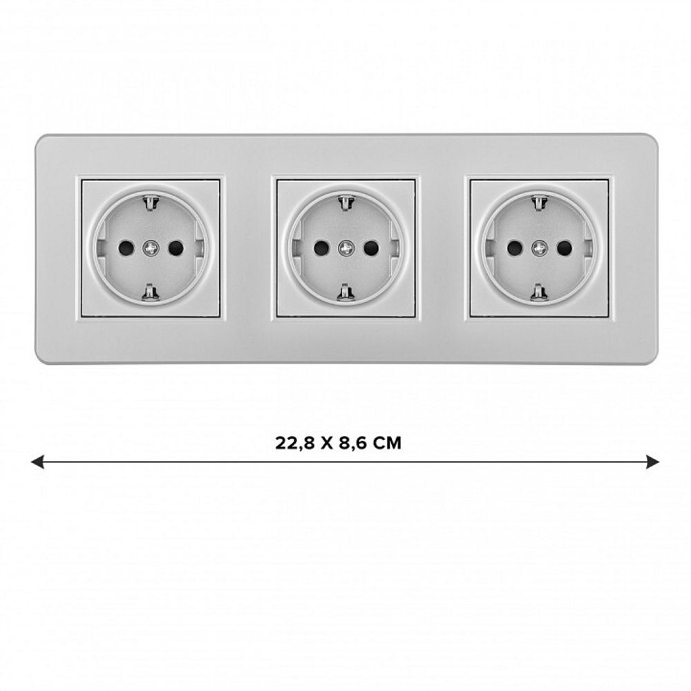 Розетка с заземлением и со шторкой Arte Milano SET16-3 SET16-3-40-1x3 silver