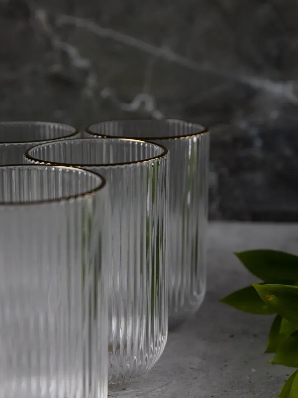 Набор бокалов для воды, 450мл. 6 шт. с золотой каймой