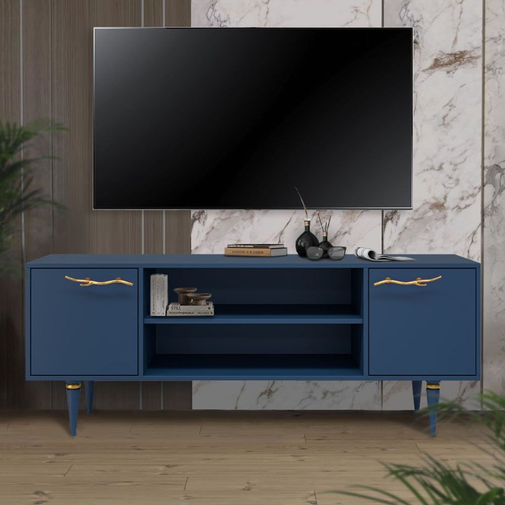 Тумба под ТВ Арт Колор matte 155см Классик Голд Королевский синий матовый