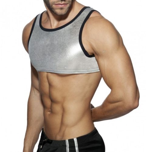 Мужская майка укороченная серебристая Romeo Rossi 9124-2