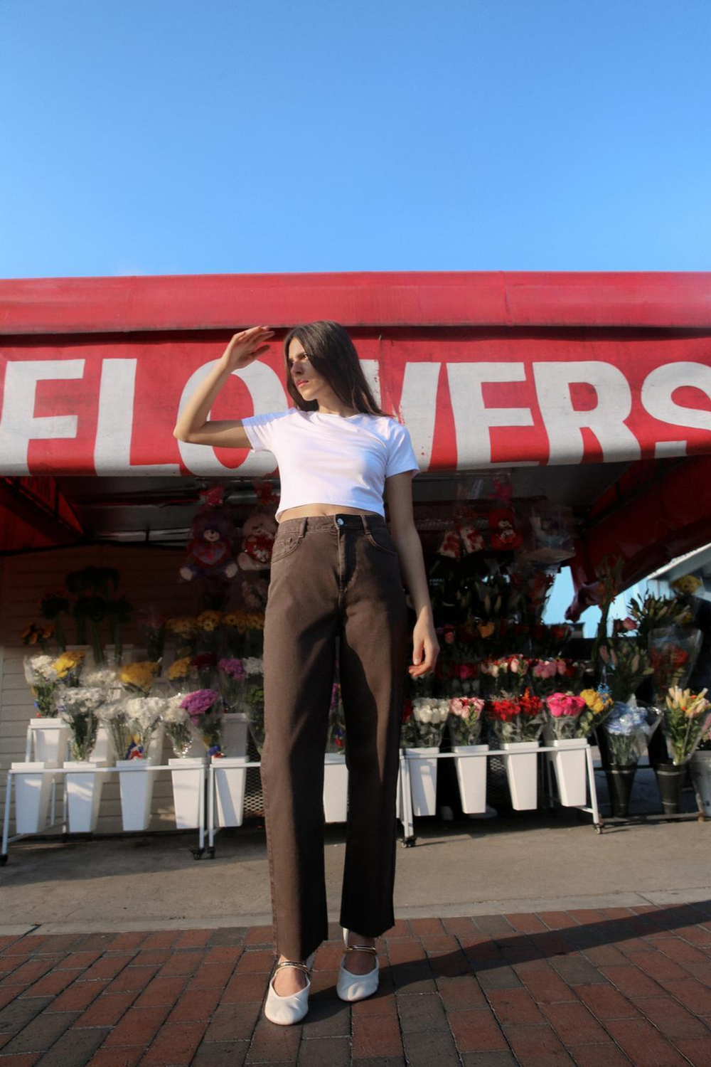 ZARA ДЖИНСЫ Z1975 STRAIGHT LEG HIGH WAIST, КОРИЧНЕВЫЙ