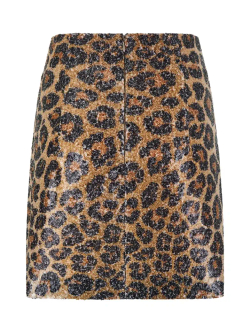 Юбка мини леопард с пайетками