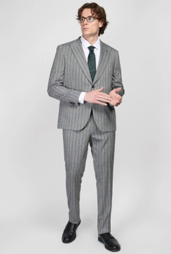 Мужской костюм двойка в полоску (серый) В80