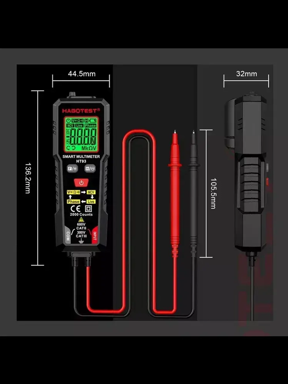 Мультиметр HT93 Habotest мультиметр автомат с поиском проводки детектором фаз подсветкой фонариком
