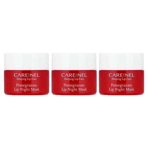 Care:Nel, ночная маска для губ, гранат, 3 шт. по 5 г