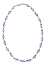 Бусы из сапфирина, аквамарина и жемчуга