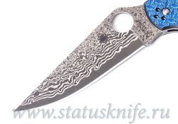 Нож Spyderco C258GFBLP Stretch Blue Nishijin Damascus Bladeфотография - 2