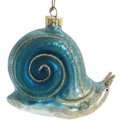 Игрушка Улитка зеленая, стекло, Н 7,5 см КА