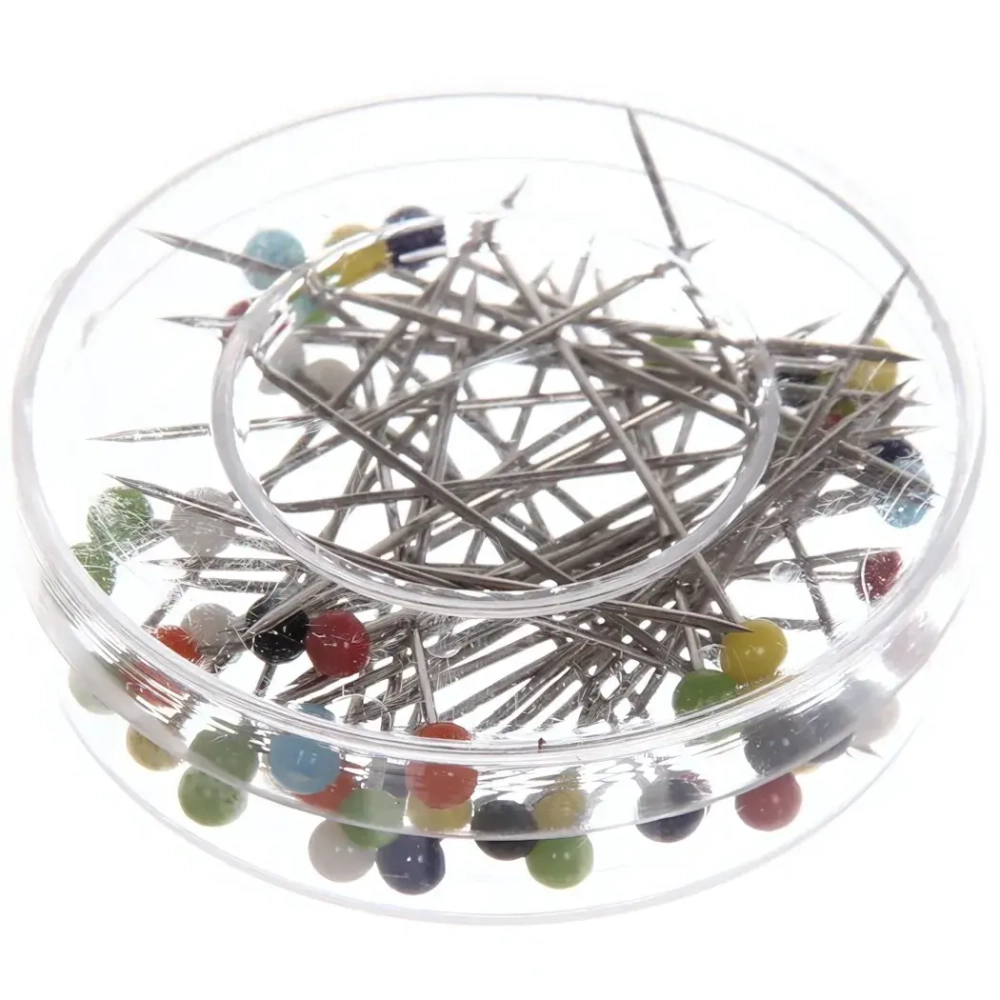 Булавки портновские в контейнере 40+-шт «Favorite Hous», разноцветные 2*2.5см, d-3,6см