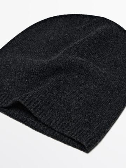 Massimo Dutti Шапка бини из тонкой смесовой шерсти, темно-серый