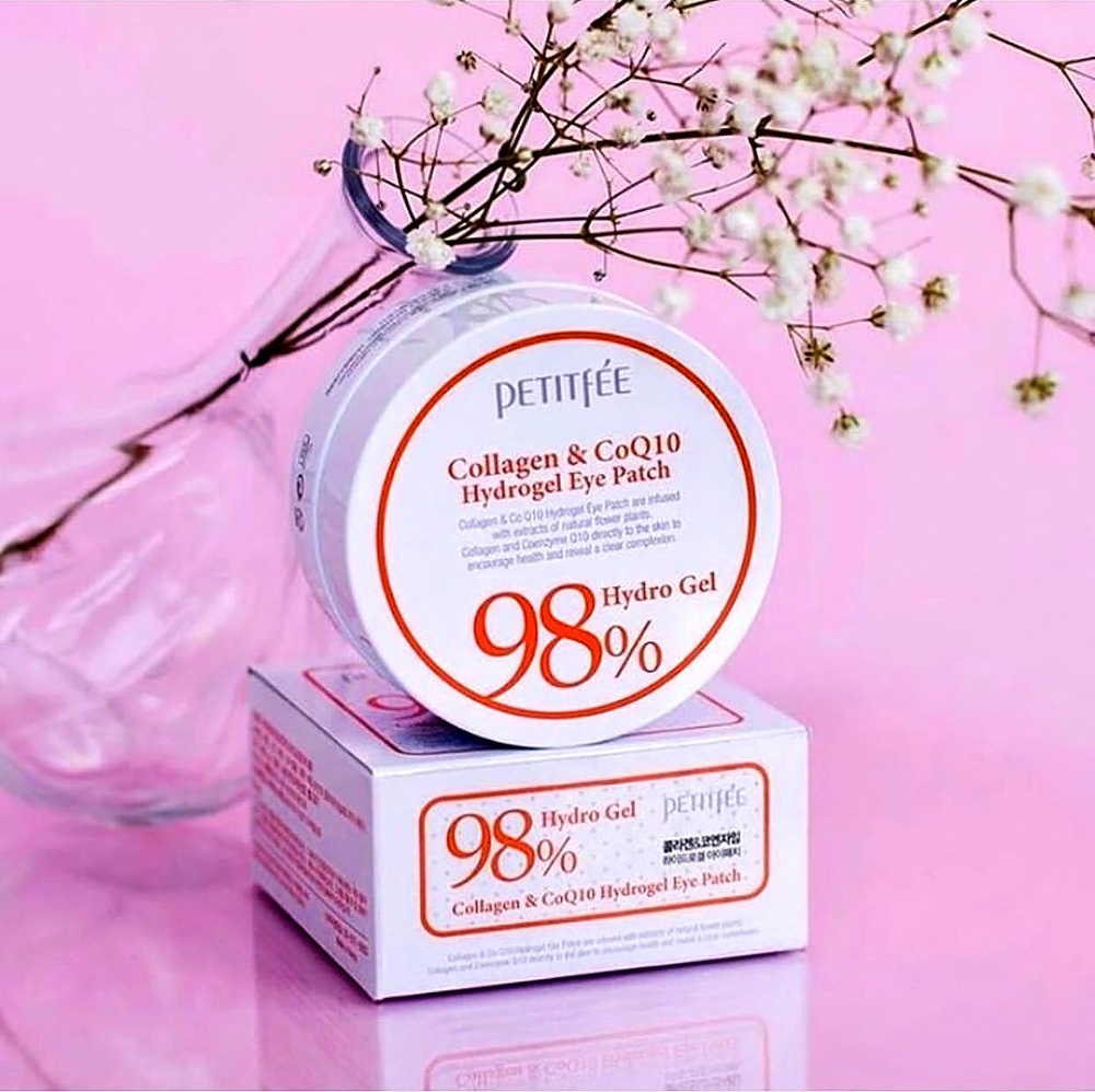 Petitfee. Гидрогелевые патчи для кожи вокруг глаз Collagen & Q10 Hydro Gel Essence Eye Spot Patch