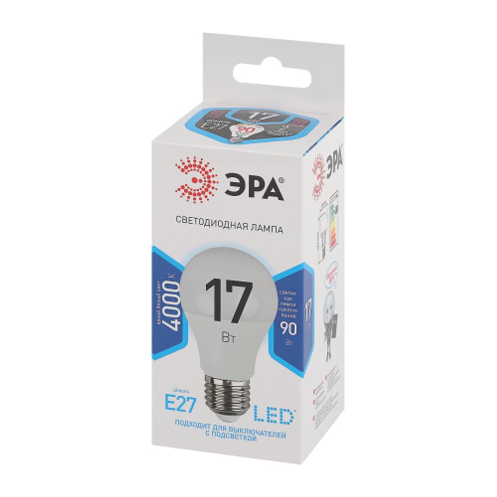 Лампочка светодиодная ЭРА STD LED A60-17W-840-E27 E27 / Е27 17Вт груша нейтральный белый свет