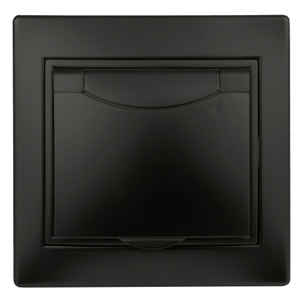 Розетка Intro Plano 1-203-05 с заземлением 2P+E Schuko с крышкой 16А-250В IP20 СУ антрацит