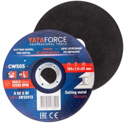 Круг отрезной по металлу 125х1.2.х22,2мм-30шт YATAFORCE YF-CW505(30 шт к-т)