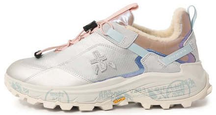 Premiata Cross-D серые с розовым с мехом