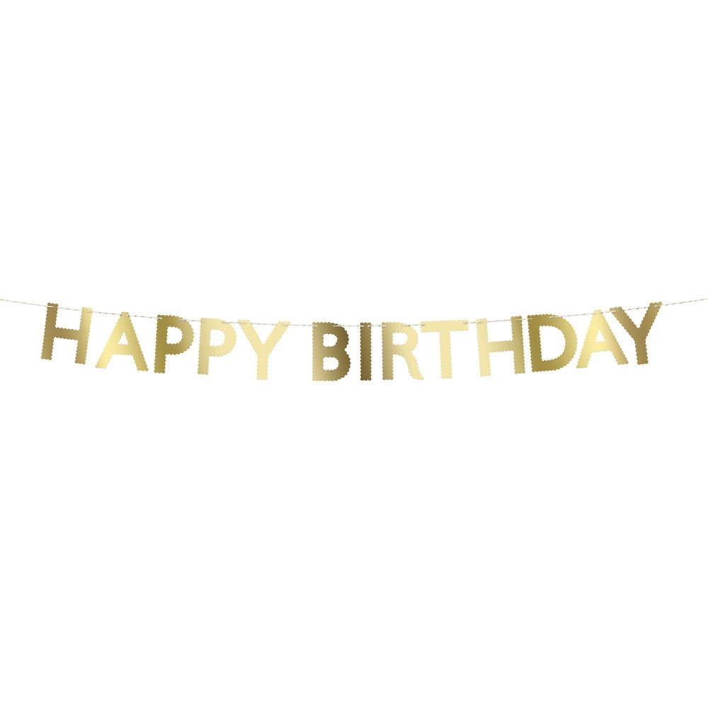 Гирлянда золотая "Happy Birthday" 1.8 м