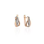 Серьги с фианитом из красного золота 585 пробы JA-S-1112589Р