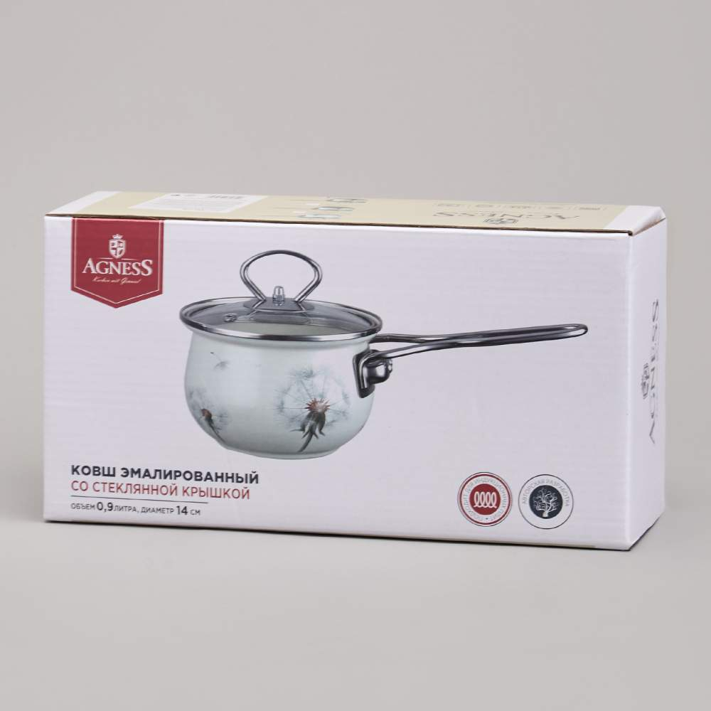 Ковш 0,9л 14см эмаль "Lavander cats"