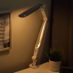 Настольный светильник ЭРА NLED-496-12W-S светодиодный на струбцине серебро | Светодиодные настольные лампы